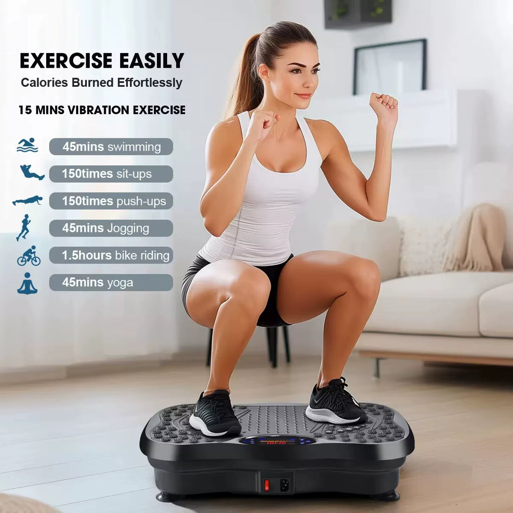 Vertical Electromagnetic Vibration Plate Exercise Machine with Adjustable Intensity for Home Use and Magnetic Therapy